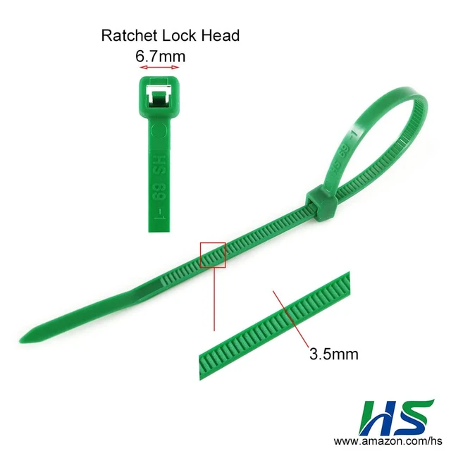 Alt view image 2 of 6 - Green Zip Ties 8 Inch (Bulk-1000 Pack) Nylon Cable Ties 40 Lbs Self-Locking Wire Ties for Electronics Organizer