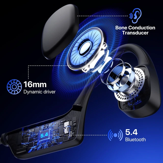 Alt view image 3 of 7 - Bone Conduction Headphones,Open Ear Wireless Headset Sweatproof for Running 10H Playtime, Bluetooth 5.4, Lightweight Sport Headphones with Stable Connection, for Workout Cycling