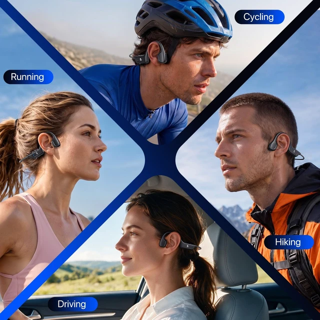 Alt view image 7 of 7 - Bone Conduction Headphones,Open Ear Wireless Headset Sweatproof for Running 10H Playtime, Bluetooth 5.4, Lightweight Sport Headphones with Stable Connection, for Workout Cycling