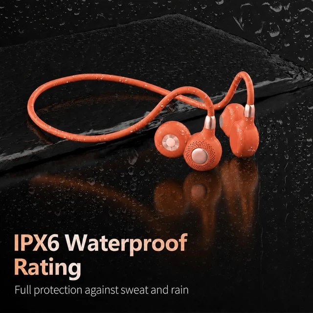 Alt view image 5 of 7 - Open Ear Headphones, Bluetooth 5.3 Wireless Air Conduction Headphones Sport Earbuds, Premium Sound, IPX6 Waterproof, Clear Call, 19g Lightweight Earphones for Running Cycling Workouts (Orange)