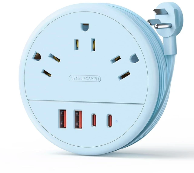Main image of Blue Travel Power Strip 20W, Travel Essentials, Cruise Essentials 3 Outlets 4 USB Ports(2 USB C), 4FT Wrapped Around Extension Cord for Travel Cruise Ship Beach Vacation Essentials