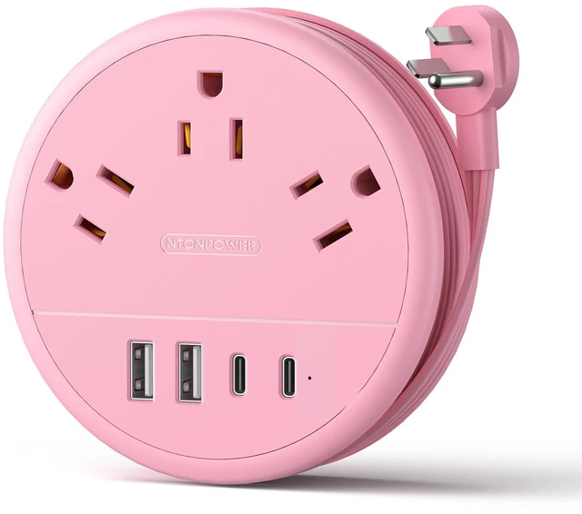 Main image of Pink Travel Power Strip, Travel Essentials, Cruise Essentials 3 Outlets 4 USB Ports(2 USB C), 4FT Wrapped Around Extension Cord for Travel Cruise Ship Beach Vacation Essentials