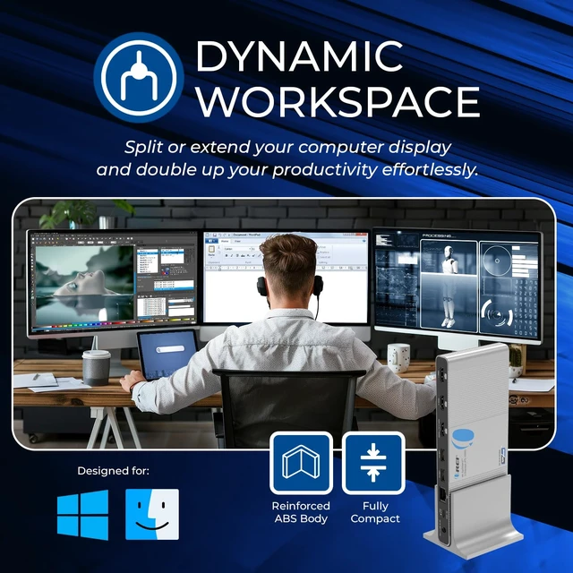 Alt view image 6 of 7 - DisplayLink Triple Monitor Docking Station 4K@60Hz with 100W PD 3x 4K@60hz Multi Monitor 6x USB, Ethernet, SD/TF, 100W PD, Audio/Mic Laptop Docking station with MacOS/Windows support