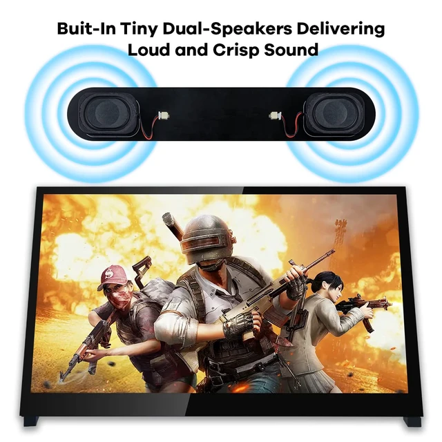 Alt view image 6 of 7 - 10.1" IPS LCD Capacitive Touch Screen HDMI Display Portable Monitor 1024X600 Built-in Dual Speakers for Raspberry Pi 5/4/3 Xbox PS4 Windows 7/8/10