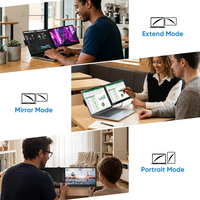 Alt view image 5 of 7 - Laptop Screen Extender, 14 FHD 1080P Portable Monitor for Laptop, 0.27" Ultra-Thin Display with 100% sRGB, Dual Screen Extender for 1317 Laptops, Plug & Play for Windows/Mac/Chrome/Android