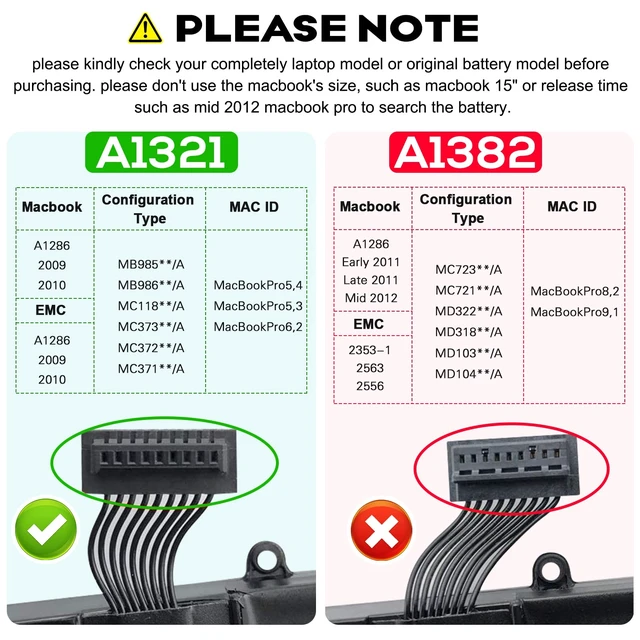 Alt view image 2 of 7 - A1321 A1286 (Only for Mid 2009 Mid 2010 Version) Laptop Battery for MacBook Pro 15 Inch Battery A1321 A1286 MC371LL/A MC372LL/A MB985 MB986 MC118 020-6380-A 020-6766-B 661-5211 661-5476 661-5844 73Wh