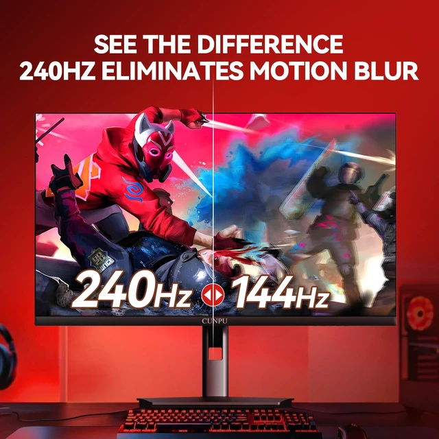 Alt view image 2 of 7 - 27 Inch 1440P 240Hz Gaming Monitor, Fast IPS, 1ms GTG QHD Gamer Monitor, FreeSync & G-Sync, HDR, 128% sRGB, Height/Pivot/Tilt/Swivel Vertical Monitor, Built-in Dual Speaker, HDMI/DP
