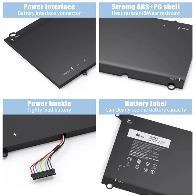 Alt view image 3 of 7 - PW23Y Laptop Battery Replacement for Dell XPS 13 9360 13-9360-D1605G 13-9360-D1605T 13-9360-D1609 13-9360-D1609G 13-9360-D1705G 13-9360-D1805T P54G002 Series P/N TP1GT RNP72 0RNP72 0TP1GT