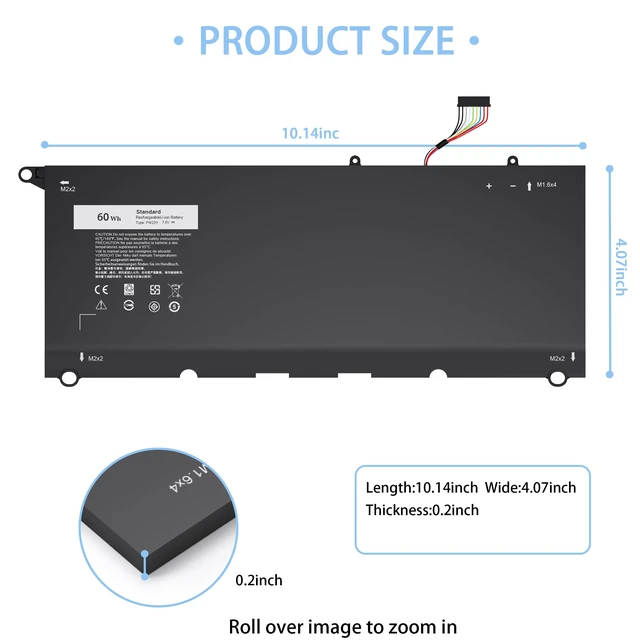 Alt view image 4 of 7 - PW23Y Laptop Battery Replacement for Dell XPS 13 9360 13-9360-D1605G 13-9360-D1605T 13-9360-D1609 13-9360-D1609G 13-9360-D1705G 13-9360-D1805T P54G002 Series P/N TP1GT RNP72 0RNP72 0TP1GT