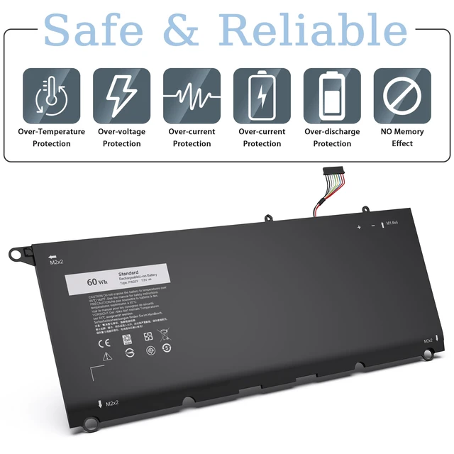 Alt view image 6 of 7 - PW23Y Laptop Battery Replacement for Dell XPS 13 9360 13-9360-D1605G 13-9360-D1605T 13-9360-D1609 13-9360-D1609G 13-9360-D1705G 13-9360-D1805T P54G002 Series P/N TP1GT RNP72 0RNP72 0TP1GT