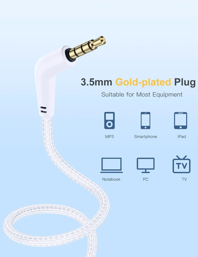 Alt view image 7 of 7 - Kids Headphones with MIC, Over-Ear Headphones for Kids with Cord, HD Sound, Safe Volume Limit, Sharing Function, Kid Headset for Boys Girls, Toddler Headphone for School, Tablet, White Orange