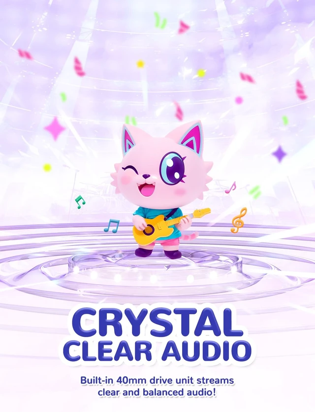 Alt view image 5 of 7 - HS25 Kids Headphones Cat Ear, LED Light Up for Toddler Girls School SafeSound Tech3.0, 3.5mm Wired Foldable, Stereo Sound, Over-Ear Headphones for Kids for iPad/Tablet/Travel/Gift, Light Purple