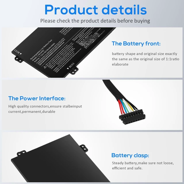 Alt view image 3 of 7 - L16M4PB1 L16L4PB1 L16C4PB1 Laptop Battery for Yoga 730-13IWL ideapad Yoga 720-13IKB 730-13IKB Series Notebook 5B10M52738 5B10M52739 5B10M52740 5B10Q38237 5B10Q38238 2ICP4/43/110-2