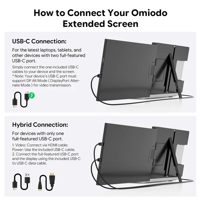 Alt view image 3 of 7 - 15.6" Laptop Screen Extender,FHD 1080P IPS Portable Monitor for 13"-17" Laptops, Dual Travel Screen Monitor Plug & Play, Laptop Screen Monitor Extender Compatible with Windows/Mac/Android & Chrome OS