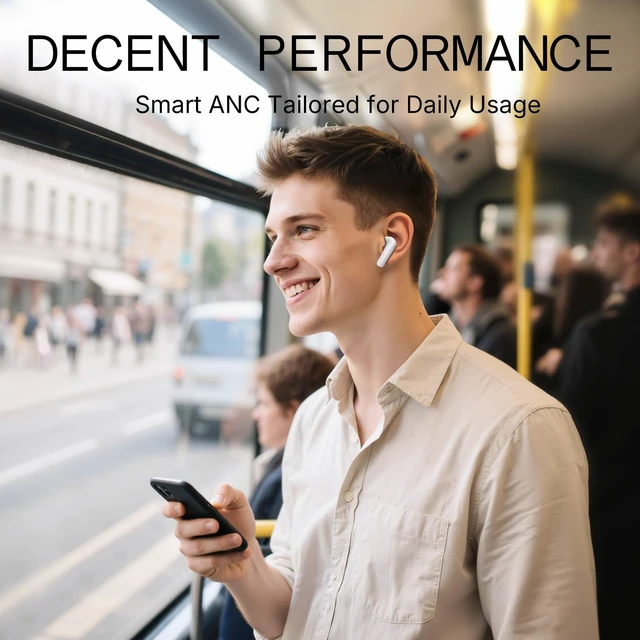 Alt view image 3 of 7 - Buds 2a Wireless Earbuds Active Noise Cancelling 42dB Hybrid ANC Bluetooth Headphones, 12.4mm Dynamic Driver for Big Bass, 4 Mic Clear Call, Sport Ear Buds for iPhone, Android, Light Grey