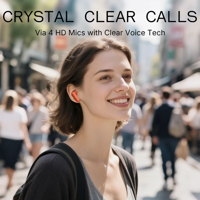 Alt view image 2 of 7 - Buds 2a Wireless Earbuds Active Noise Cancelling 42dB Hybrid ANC Bluetooth Headphones, 12.4mm Dynamic Driver for Big Bass, 4 Mics Clear Calls, Sport Ear Buds for iPhone, Android, Orange
