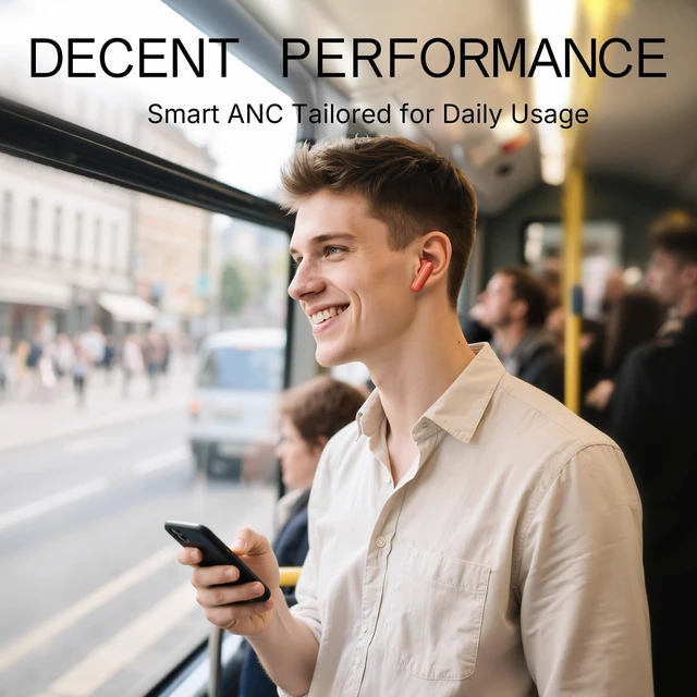 Alt view image 3 of 7 - Buds 2a Wireless Earbuds Active Noise Cancelling 42dB Hybrid ANC Bluetooth Headphones, 12.4mm Dynamic Driver for Big Bass, 4 Mics Clear Calls, Sport Ear Buds for iPhone, Android, Orange