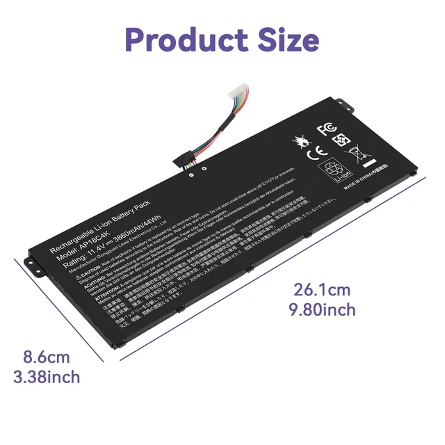 Alt view image 2 of 7 - AP18C4K AP18C8K Battery for Acer Spin 3 SP313-51N SP314-54N,Aspire 5 A515-43 A515-43G A515-44 A515-44G A515-54 A515-54G A515-56 3ICP5/81/68,3INP5/82/70KT0030G020,KT0030G020,KT00304012,KT00304012