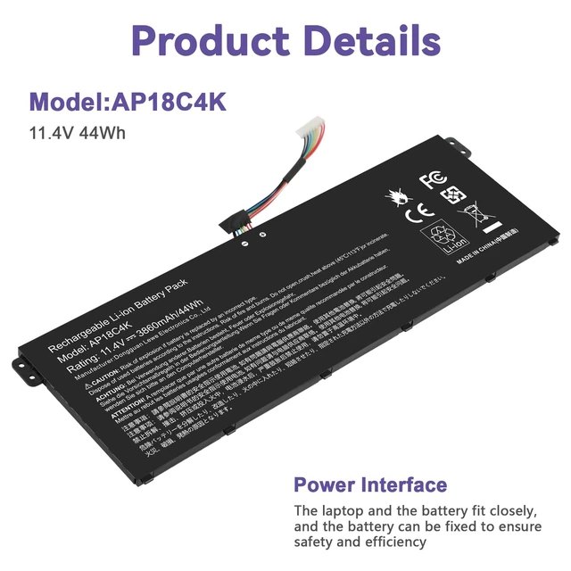Alt view image 3 of 7 - AP18C4K AP18C8K Battery for Acer Spin 3 SP313-51N SP314-54N,Aspire 5 A515-43 A515-43G A515-44 A515-44G A515-54 A515-54G A515-56 3ICP5/81/68,3INP5/82/70KT0030G020,KT0030G020,KT00304012,KT00304012