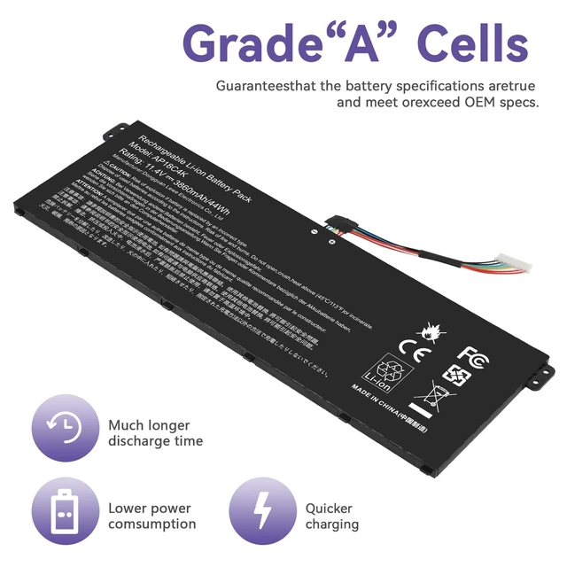 Alt view image 5 of 7 - AP18C4K AP18C8K Battery for Acer Spin 3 SP313-51N SP314-54N,Aspire 5 A515-43 A515-43G A515-44 A515-44G A515-54 A515-54G A515-56 3ICP5/81/68,3INP5/82/70KT0030G020,KT0030G020,KT00304012,KT00304012