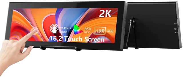 Main image of 16.2'' 2K QHD IPS 2608×720 Touchscreen Secondary Monitor, IPS Stretched Bar LCD Travel Touch Display HDMI USBC, Portable Touch Screen for Laptop Computer Windows Aida64 GPU CPU RAM Monitoring