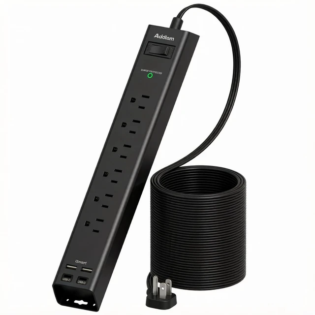 Main image of Power Strip Surge Protector with 6 AC Outlets 4 USB Ports (2 USB-C), Flat Plug Extension Cord 5ft, Multi Outlet Extender, Wall Mount Desk Charging Station for Home Office Dorm Essentials