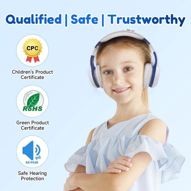 Alt view image 2 of 7 - K2 Kids Bluetooth Headphones for School, Kids Headphones with Mic Volume Limited, 40H Playtime, Built-in Mic, Stereo Sound, Foldable Over-Ear Headphone for Kids/Toddler/Travel/Tablet, Orange