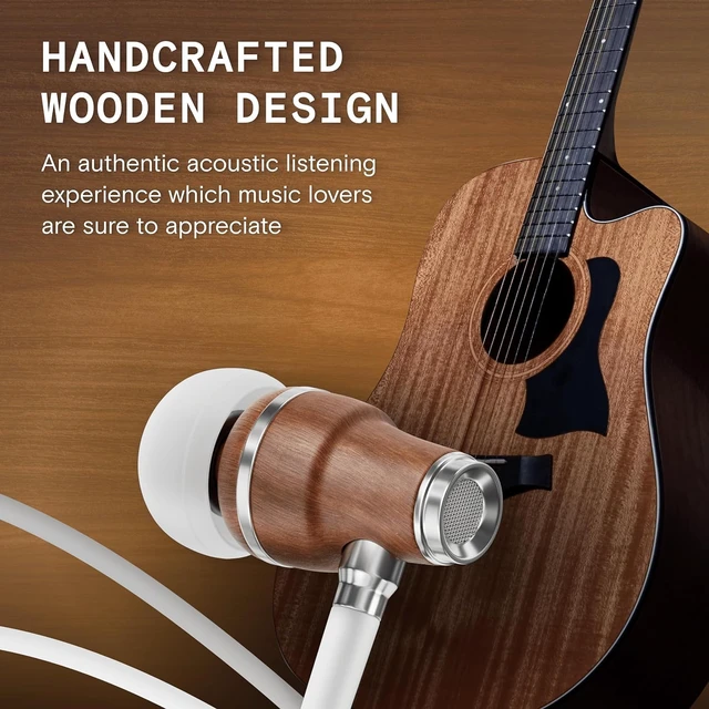 Alt view image 5 of 6 - Premium Wooden Wired Earbuds with Microphone (Lightning) Compatible with iPhone 14, 13, 12, 11 (Pro, Max), SE, X, XS, XR, 8, 7, 6, 5 / iPad 9 & earlier, and other Lightning devices