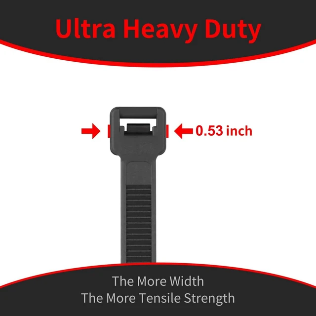 Alt view image 2 of 7 - 14 Inch Black Zip Ties Heavy Duty 500 Pcs, 220 LBS Long Cable Ties UV Resistant Strong Cable Ties, Wire Ties, Self-Locking for Indoor Outdoor Cable Management