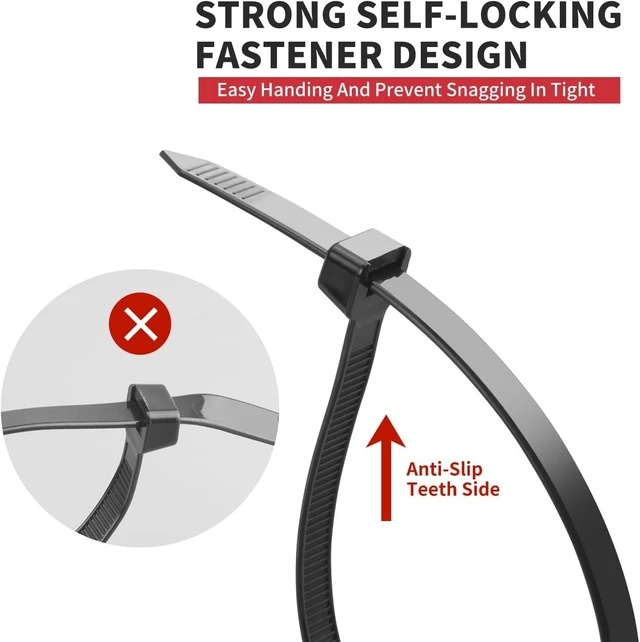 Alt view image 3 of 7 - 14 Inch Black Zip Ties Heavy Duty 500 Pcs, 220 LBS Long Cable Ties UV Resistant Strong Cable Ties, Wire Ties, Self-Locking for Indoor Outdoor Cable Management
