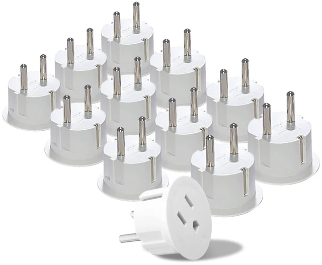 Main image of American USA to European Schuko Germany Plug Adapters CE Certified Heavy Duty - 12 Pack G