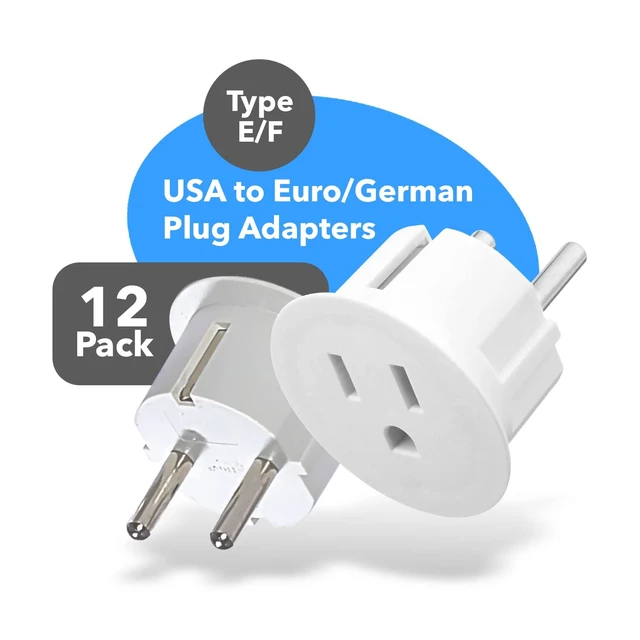 Alt view image 2 of 7 - American USA to European Schuko Germany Plug Adapters CE Certified Heavy Duty - 12 Pack G