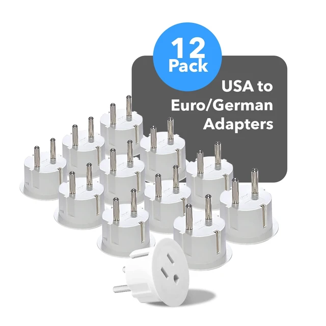 Alt view image 3 of 7 - American USA to European Schuko Germany Plug Adapters CE Certified Heavy Duty - 12 Pack G