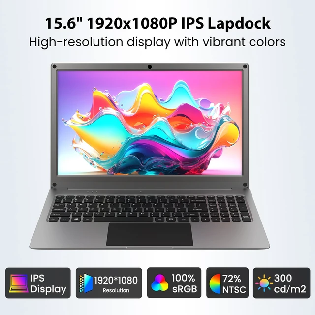 Alt view image 2 of 7 - 15.6" Portable Monitor with Keyboard, Lapdock 1080P FHD IPS Display Built-in Battery Display, USB C External Computer Monitors Compatible with Raspberry Pi, Phone, Mini PC, Mac, Game Console