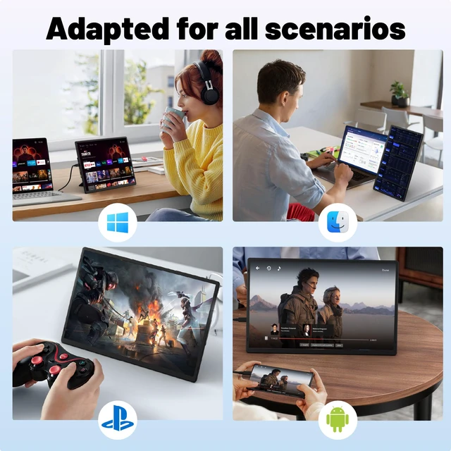 Alt view image 5 of 7 - 16" Laptop Screen Extender, 1920x1200 FHD Portable Monitor for Laptop, 360° Magnetic Stand Travel Second Screen for Mac, Windows, Android Phone