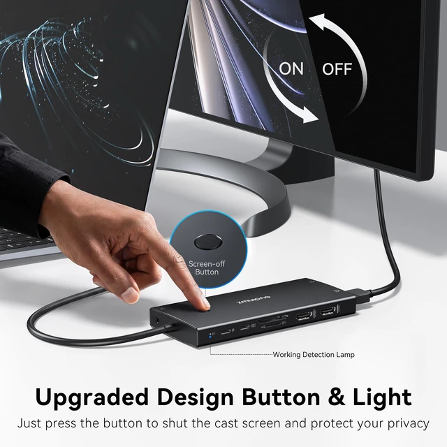 Alt view image 6 of 7 - USB C Laptop Docking Station Dual Monitor for Dell HP with 2 HDMI 4K DP 8K Hub for Laptop Dock Triple 4K Display Dongle with 100W PD 6 USB A/C Ports Button USB C Hub Multiport Adapter for Laptop