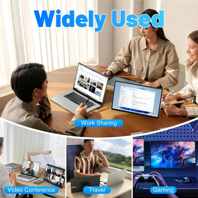 Alt view image 7 of 7 - 16" Laptop Screen Extender, 1920x1200 FHD Portable Monitor for Laptop, 360° Magnetic Stand Travel Second Screen for Mac, Windows, Android Phone