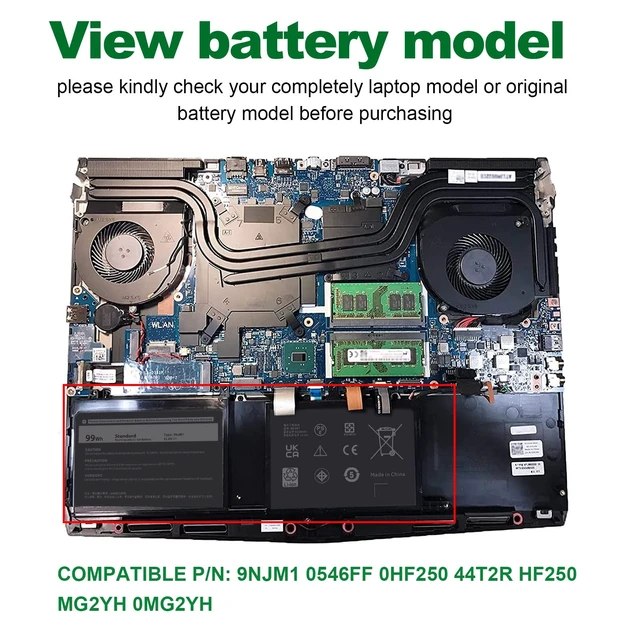 Alt view image 6 of 7 - 9NJM1 Battery Replacement for Dell Alienware 17 R4 R5 15 R3 R4 Alienware 15 2018 ALW17C-D1758 P31E P31E001 P31E002 P69F P69F001 P69F002, HF250 0HF250 0MG2YH 9NJMI 44T2R MG2YH 01D82 546FF HF25D 0546FF