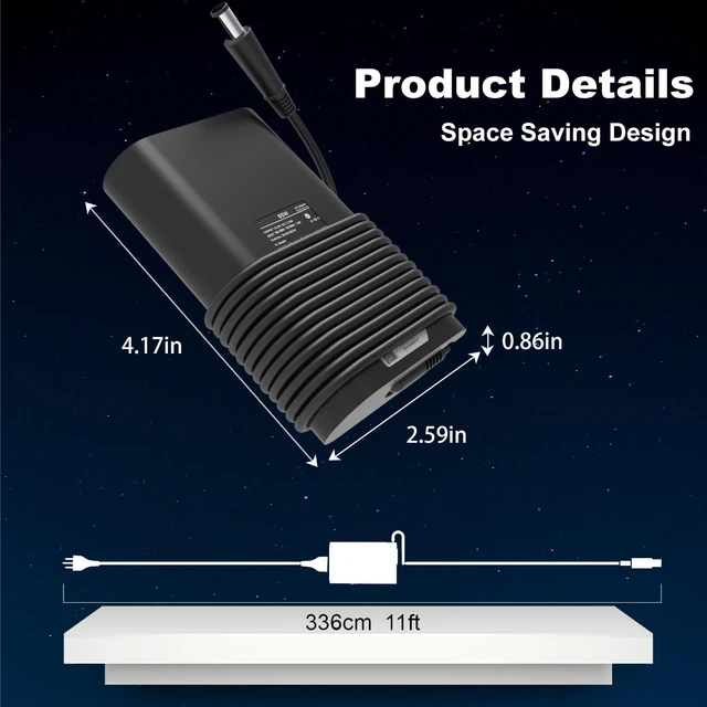 Alt view image 4 of 7 - 65W 45 Watt AC Adapter for Dell Laptop Charger 19.5V 3.34A 7.4mm for Latitude 5400 5500 5480 5490 5580 5590 7400 7480 7490 7290 7280 E5400 E5420 E5450 E5470 E5570 E6430 Computer Power Cord
