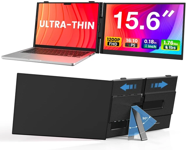 Main image of Laptop Screen Extender, Ultra-Thin 15.6" FHD 1200P 16:10 Portable Monitor for Laptop, Lightweight Dual Monitor Extender Plug & Play for 14.2"-17.3" Laptops, Compatible with Wins/Mac/Chrome/Linux