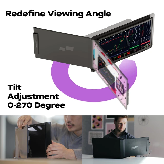 Alt view image 2 of 7 - 2026 Mobile Pixels Duex Plus DS 13.3" Portable Monitor USB Type-C/HDMI Plug and Play Laptop Screen Extender, FHD 1080P Laptop Monitor, Coatible with Windows/Mac