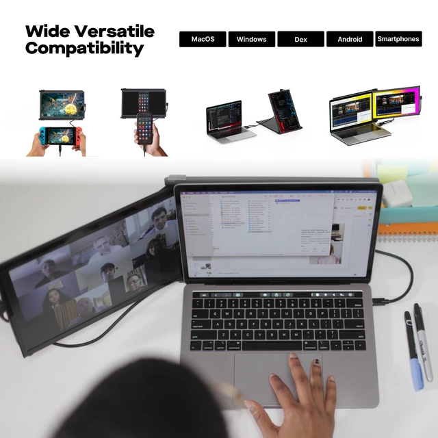 Alt view image 7 of 7 - 2026 Mobile Pixels Duex Plus DS 13.3" Portable Monitor USB Type-C/HDMI Plug and Play Laptop Screen Extender, FHD 1080P Laptop Monitor, Coatible with Windows/Mac