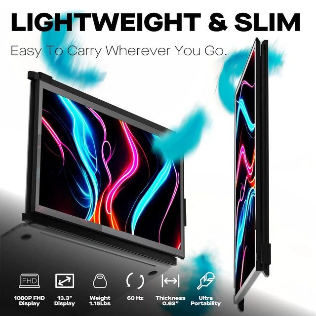 Alt view image 5 of 7 - 2026 Mobile Pixels Duex Plus DS 13.3" Portable Monitor USB Type-C/HDMI Plug and Play Laptop Screen Extender, FHD 1080P Laptop Monitor, Coatible with Windows/Mac