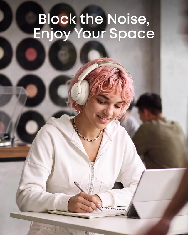 Alt view image 3 of 7 - by Anker Q31i, Adaptive Noise Cancelling Over-Ear Headphones LDAC Hi-Res Wireless Audio, 50H ANC Playtime, Comfortable Fit, Clear Calls, Dual Connection, Bluetooth 6.0, Custom EQ via App