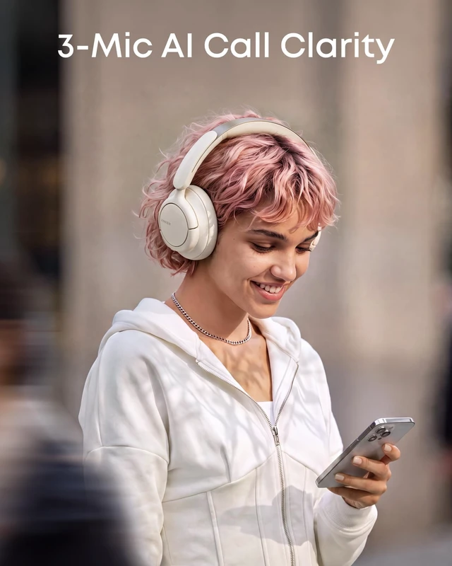 Alt view image 6 of 7 - by Anker Q31i, Adaptive Noise Cancelling Over-Ear Headphones LDAC Hi-Res Wireless Audio, 50H ANC Playtime, Comfortable Fit, Clear Calls, Dual Connection, Bluetooth 6.0, Custom EQ via App