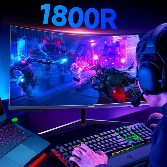 Alt view image 5 of 7 - 32 inch 240Hz Curved Gaming PC Monitor, 1080p Computer Screen 1800R curvature, Full HD 1080P, 1ms response, FreeSync, 100% sRGB, DisplayPort 1.4/HDMI 2.0, Black