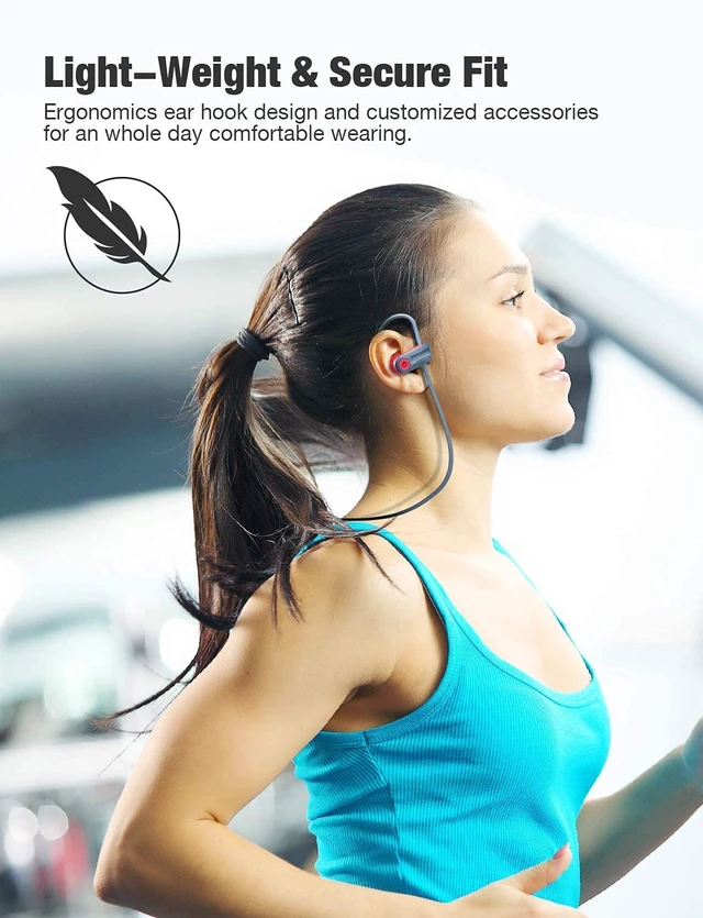 Alt view image 3 of 7 - Wireless Bluetooth 5.3 Sport Headphones Built-in Mic in Ear Running Headset with Earhooks 16 Hours Playtime