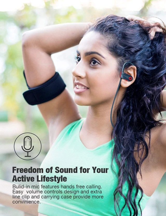Alt view image 6 of 7 - Wireless Bluetooth 5.3 Sport Headphones Built-in Mic in Ear Running Headset with Earhooks 16 Hours Playtime