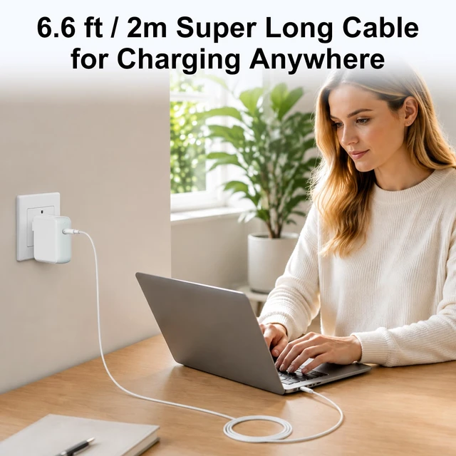 Alt view image 7 of 7 - 96W USB C Charger for MacBook Pro 16, 15, 14, 13 inch 2025 2024, 2023, 2022, 2021, M4 M3 M2 M1 MacBook Air, USBC Laptop Power Adapter, iPad, LED, 6.6ft 5A Cable Charging as Fast as Original Quality