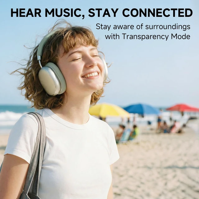 Alt view image 3 of 7 - Hybrid Active Noise Cancelling Headphones Over Ear 120H Playtime Smart Knob, Bluetooth 6.0 Wireless, Customize EQ, Transparency Mode, Hi-Res Audio, NC95, Silky Matte Finish, Travel/Workout